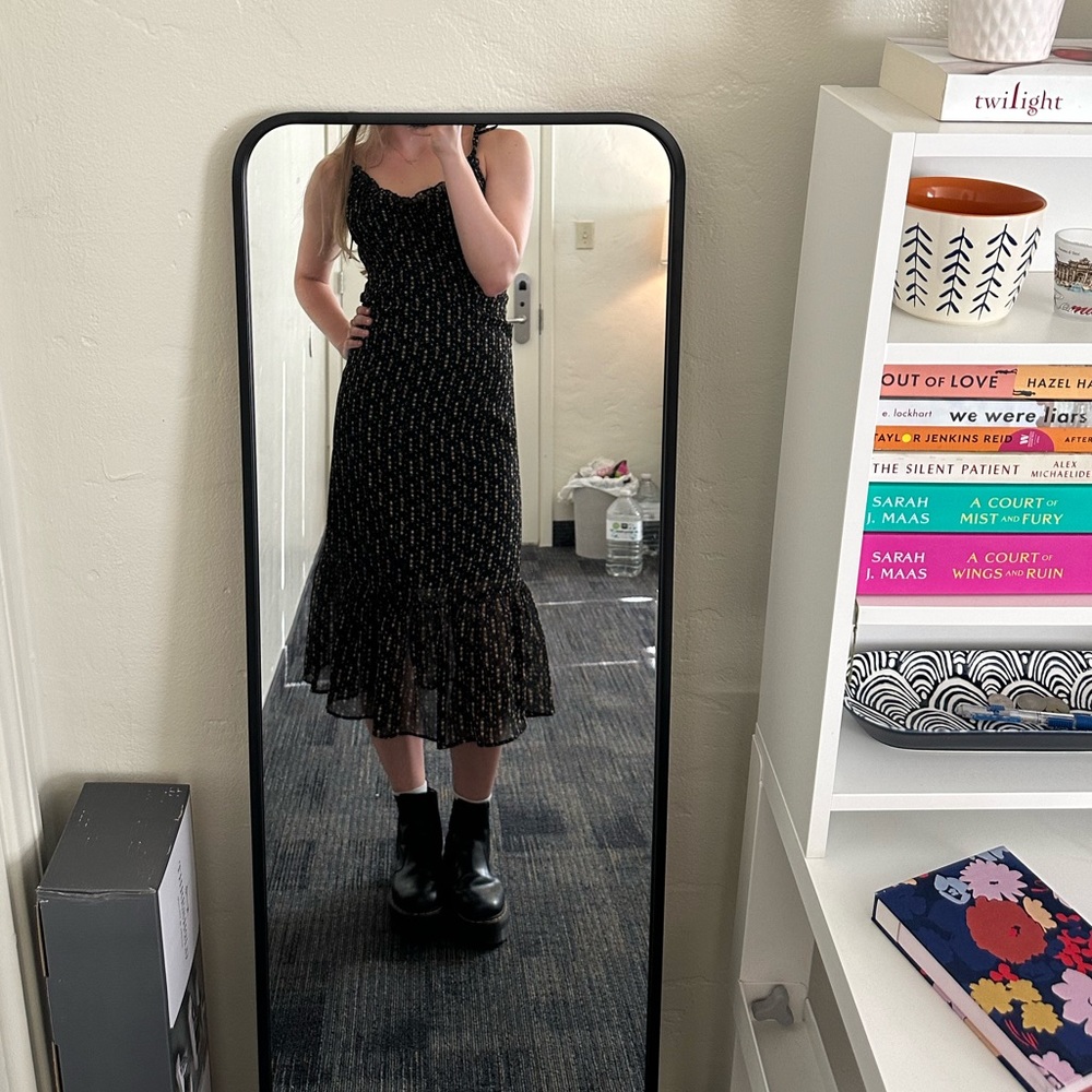 Reset Midi Black Floral Dress Size Medium